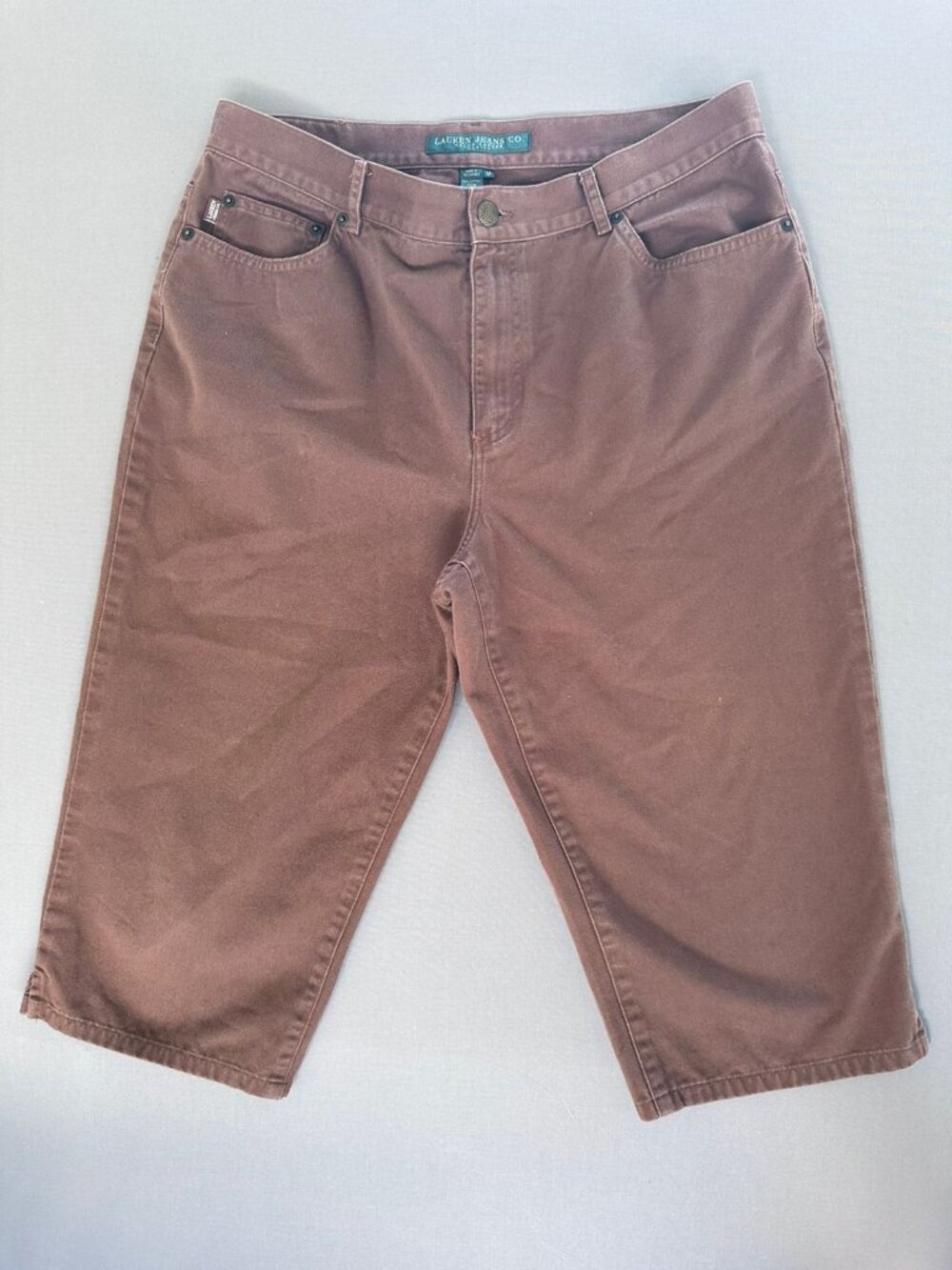 Vintage Ralph Lauren Jeans Co. Brown Denim Crop Wide Leg Pants Women's Plus 12P